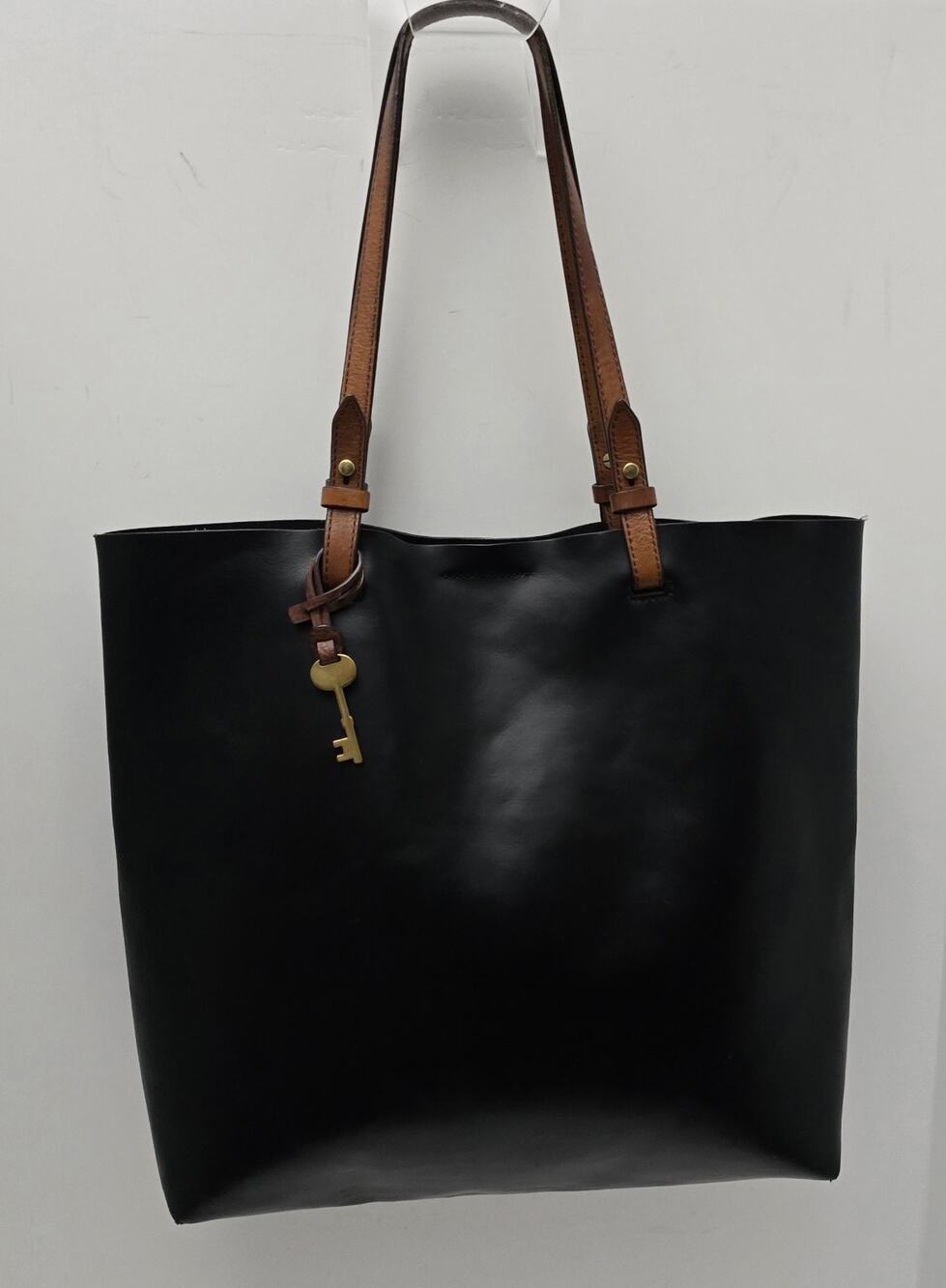FOSSIL Rachel Smooth Black Leather North South Tote Shoulder Bag